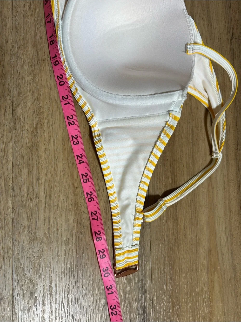Striped Yellow & White Bikini Top Size 38D - Picture 9 of 9